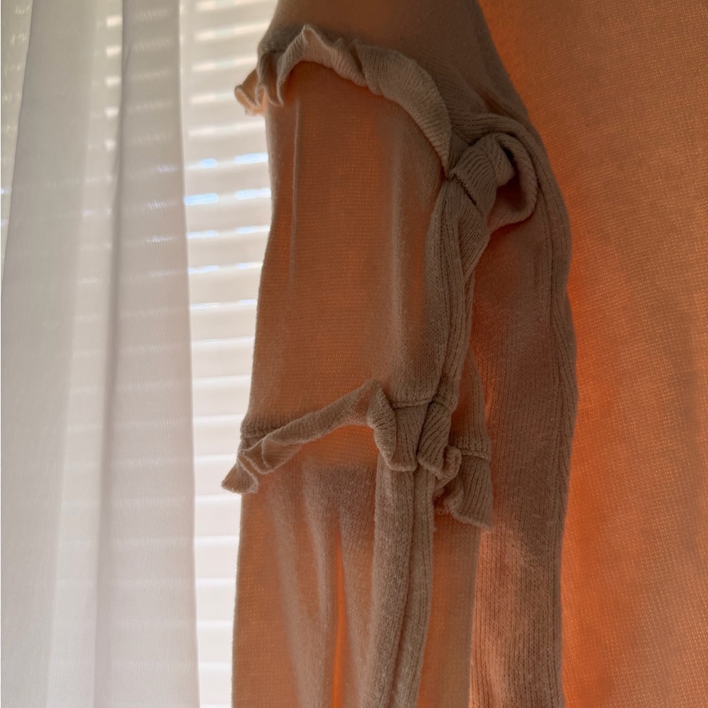 Light Cream Long Sleeve Ruffle Top - Picture 2 of 3